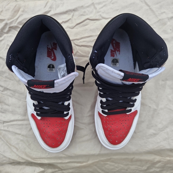 Jordan 1's Nike Air Jordan High Top Sneakers - Red and White - Picture 5 of 10